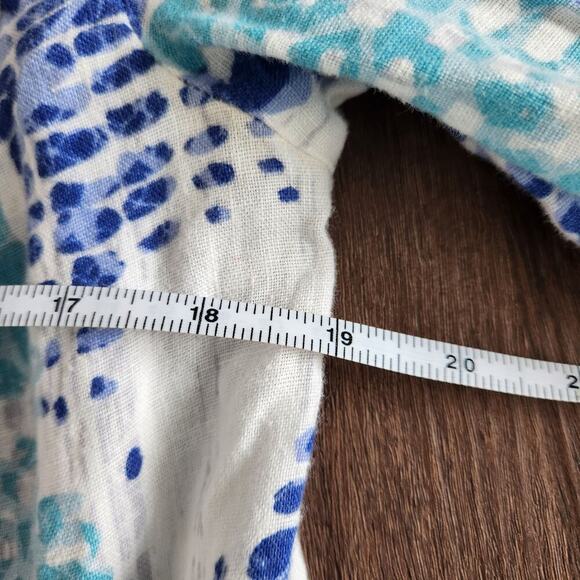 JM Collection Linen Multicolor Button Down Relaxed Shirt Lagenlook Coastal 10 - Picture 9 of 10